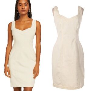 Vintage John Galliano 90s Denim Stretch Bodycon Mini Short Dress 10 M 1990s Y2k